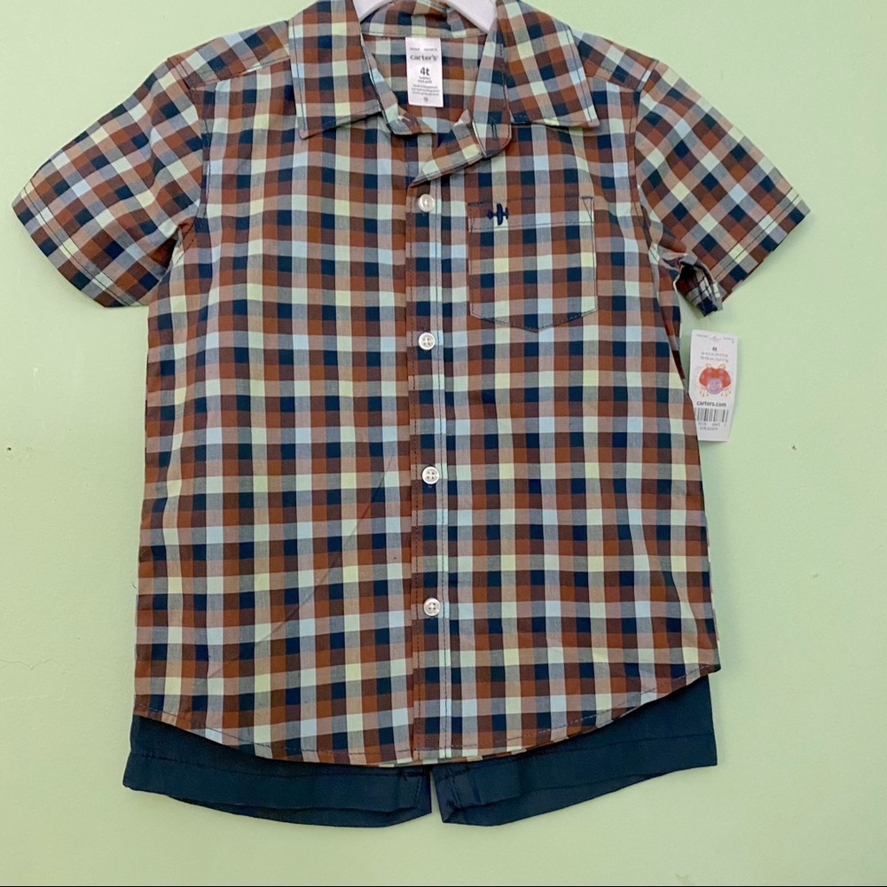 NWT Carters Button Down Shirt and Shorts Set